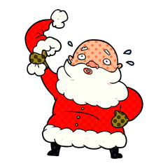 cartoon santa claus waving his hat