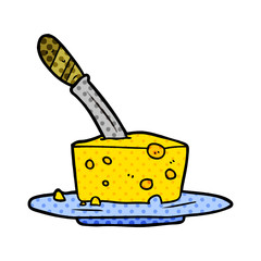 cartoon knife in block of cheese