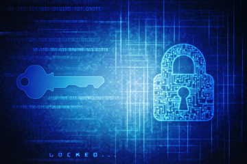 2d illustration Safety concept: Closed Padlock on digital background