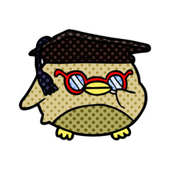 cartoon clever old owl