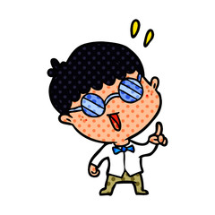 cartoon clever boy with idea