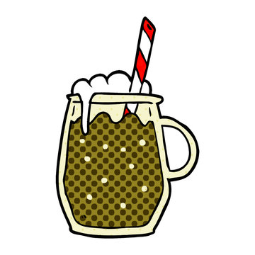 Cartoon Glass Of Root Beer With Straw