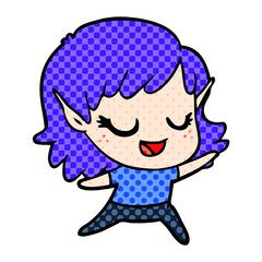 carton happy elf girl dancing