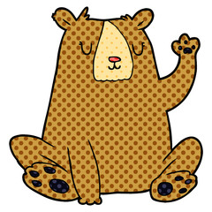 cartoon bear;waving