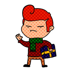cartoon cool guy with fashion hair cut