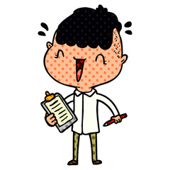 cartoon happy boy surprised