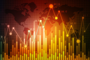 2d rendering Stock market online business concept. business Graph 
