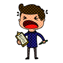 cartoon shouting salesman