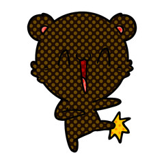 happy bear kicking cartoon