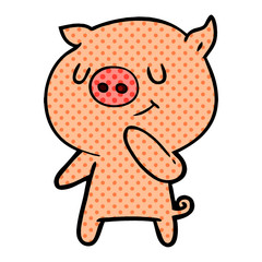 happy cartoon pig