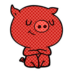 happy cartoon pig