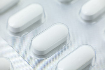 close up medical pills in Blister packs