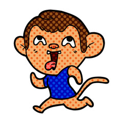 Obraz premium crazy cartoon monkey jogging