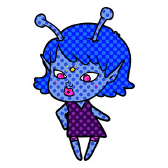 pretty cartoon alien girl