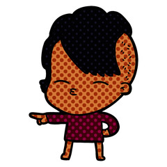 cartoon squinting girl