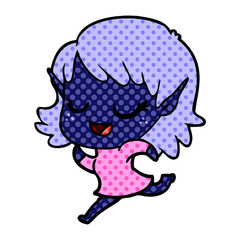 happy cartoon elf girl running