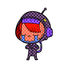 cartoon crying astronaut girl