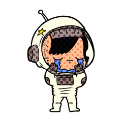 cartoon crying astronaut girl