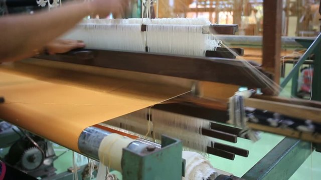 Traditional Thai textile manufacture in craft village