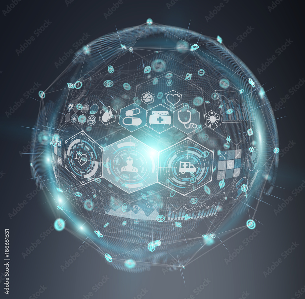 Aufkleber digital medical sphere interface 3d rendering