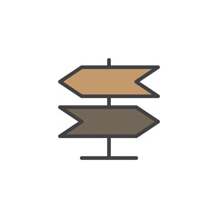 Signpost, pointer filled outline icon, line vector sign, linear colorful pictogram isolated on white. Direction road sign symbol, logo illustration. Pixel perfect vector graphics