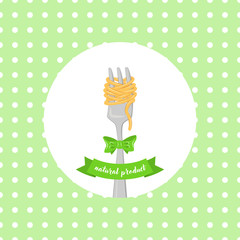 spaghetti with fork with bow