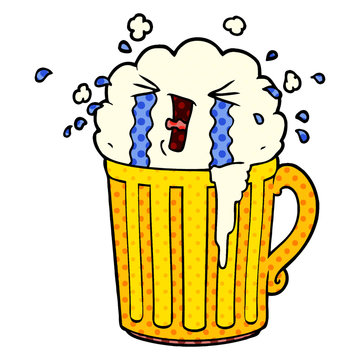 cartoon mug of beer crying Stock Vector | Adobe Stock