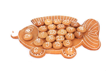 gingerbread fish as advent calendar