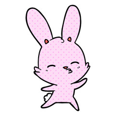 curious waving bunny cartoon