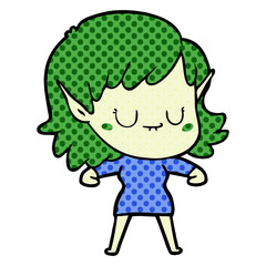 happy cartoon elf girl