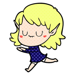 happy cartoon elf girl posing