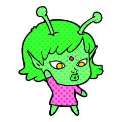 pretty cartoon alien girl