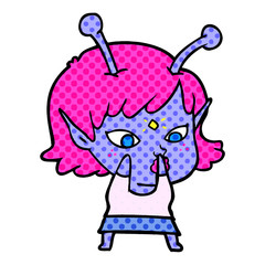pretty cartoon alien girl