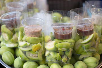 thai preserved vegetables and fruits sweet and sour in market