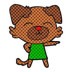 cartoon dog in dress pointing
