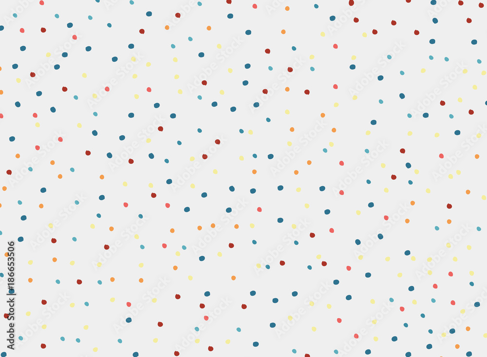 Wall mural polka dots colorful pattern on white background and texture.