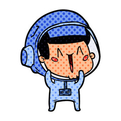 happy cartoon astronaut