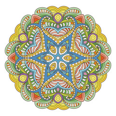 Flower vector mandala. Oriental circle pattern, coloring illustration