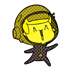 happy cartoon astronaut leaping