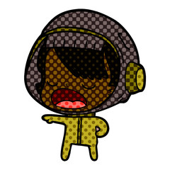 cartoon astronaut woman explaining