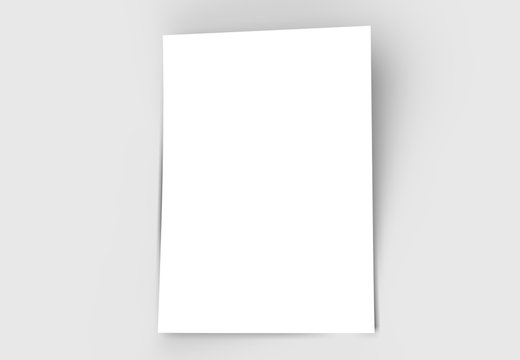 A4 format empty paper note template. White sheet  paper mock up. 3D illustrating.