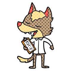 cartoon saleman wolf laughing