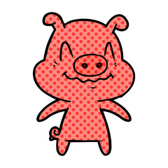 nervous cartoon pig
