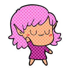 happy cartoon elf girl