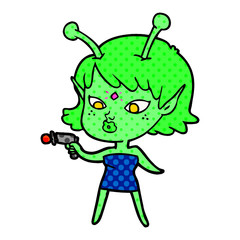 pretty cartoon alien girl