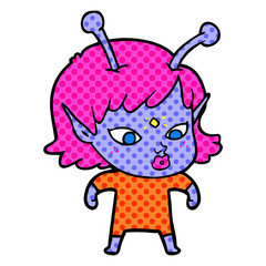 pretty cartoon alien girl