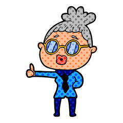 cartoon woman wearing spectacles