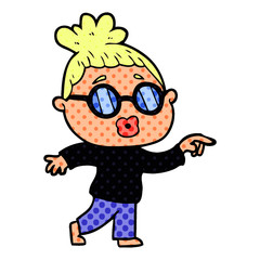 cartoon woman wearing spectacles