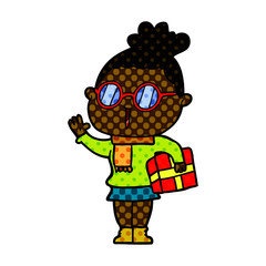 cartoon woman wearing spectacles