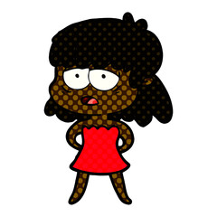 cartoon tired woman